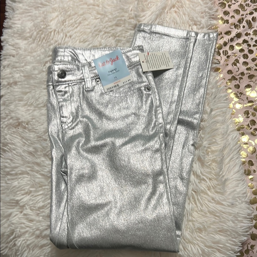 Silver Metallic girls  Jeans
